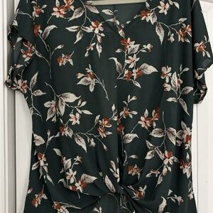 West Kei Dark Green Floral Blouse